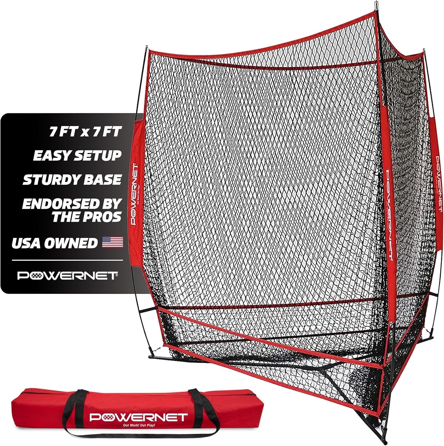Triple Threat Baseball Net - 7' x 7' Hitting, Pitching & Batting Training Tool