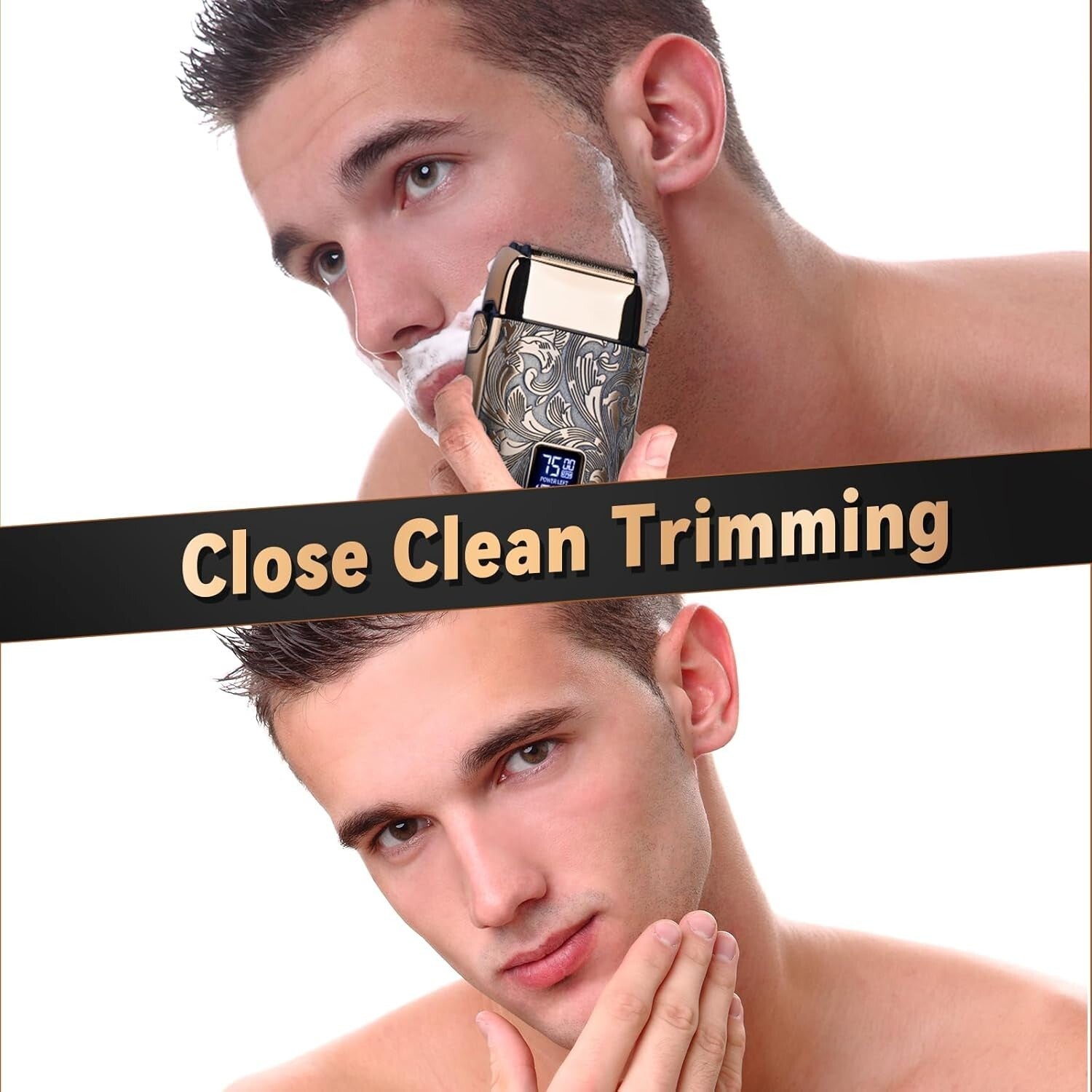 Sleek Electric Shaving Razor with LCD & Protective Sleeve - Perfect Gift for Men