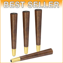 Load image into Gallery viewer, Elegant Walnut Coffee Table Legs - Mid-Century Modern Furniture Feet 16"