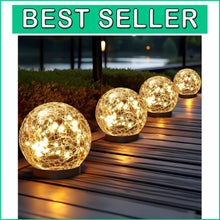 Load image into Gallery viewer, Solar Globe Lights - Waterproof &amp; Elegant Cracked Glass Outdoor Decor (Set of 4)