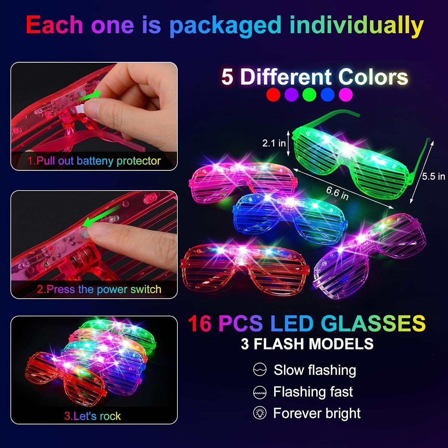 150 PCS Glow in the Dark Party Pack: Foam Sticks, LED Glasses & Finger Lights