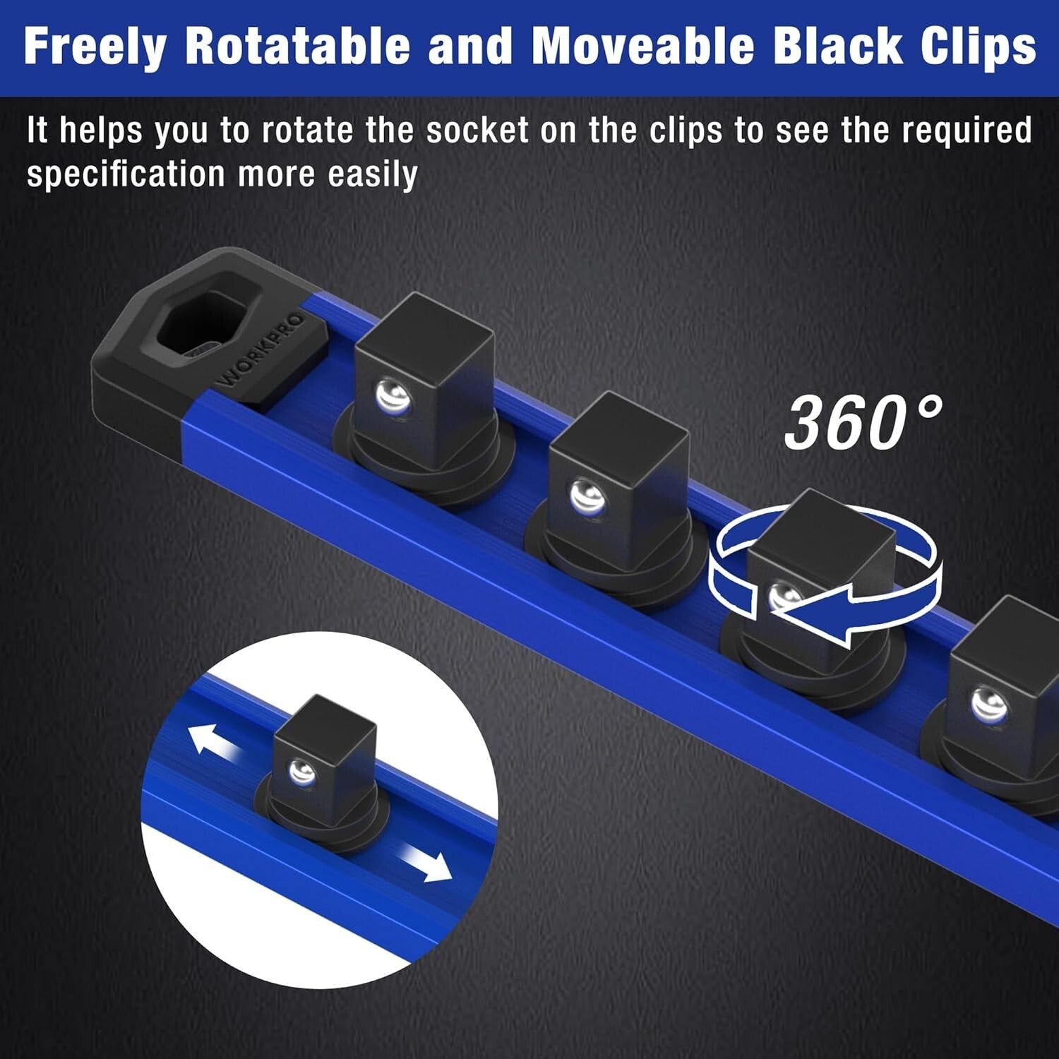 Durable 6-Piece Magnetic Socket Organizer with Easy Access Clips - 13.2 Inches