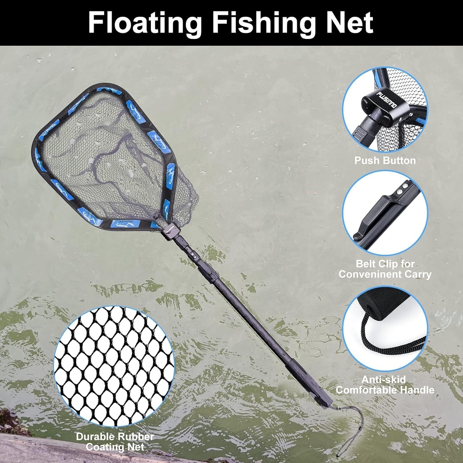 Lightweight Foldable Fishing Net for Easy Catch & Release - 19.7” Hoop Size