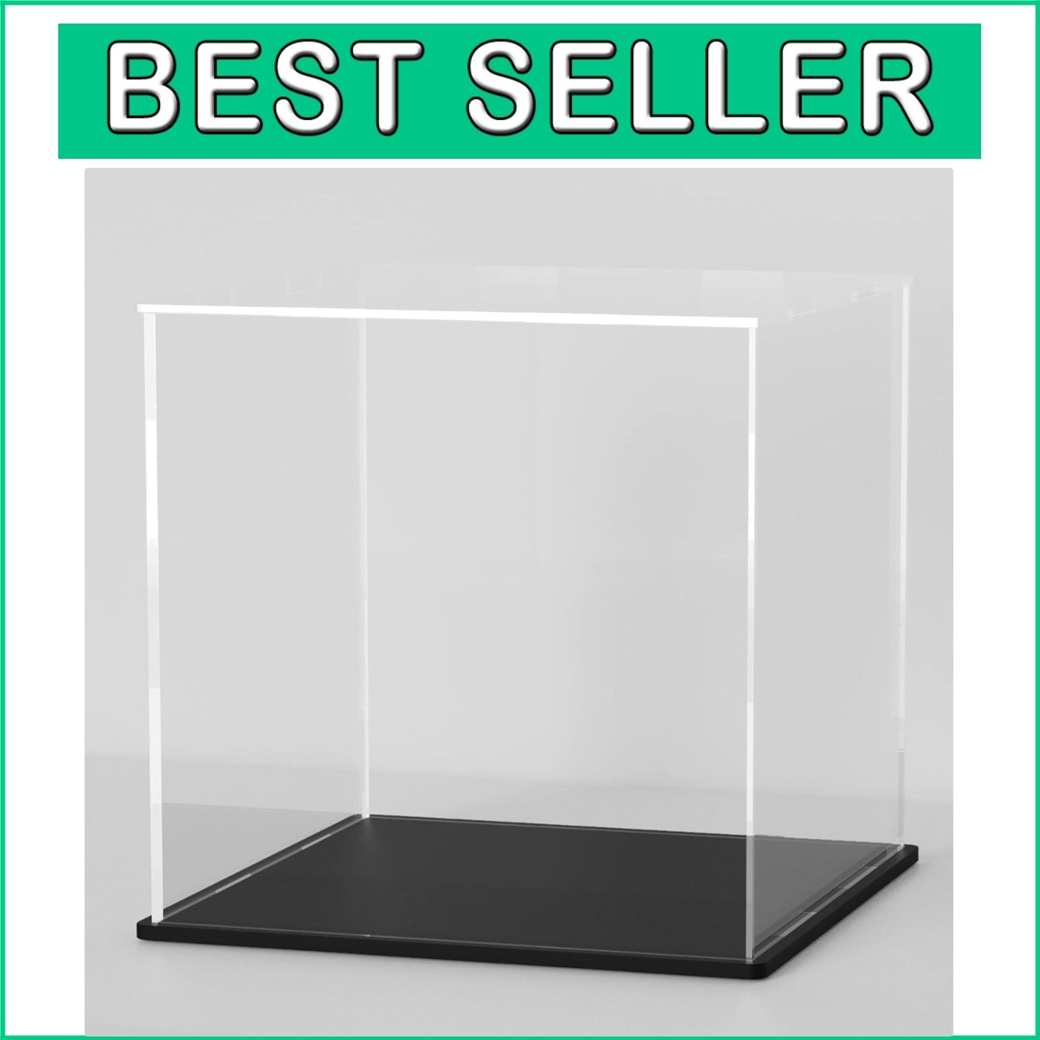 12 Inch Clear Acrylic Display Case with Matte Black Stand for Collectibles