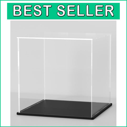 12 Inch Clear Acrylic Display Case with Matte Black Stand for Collectibles