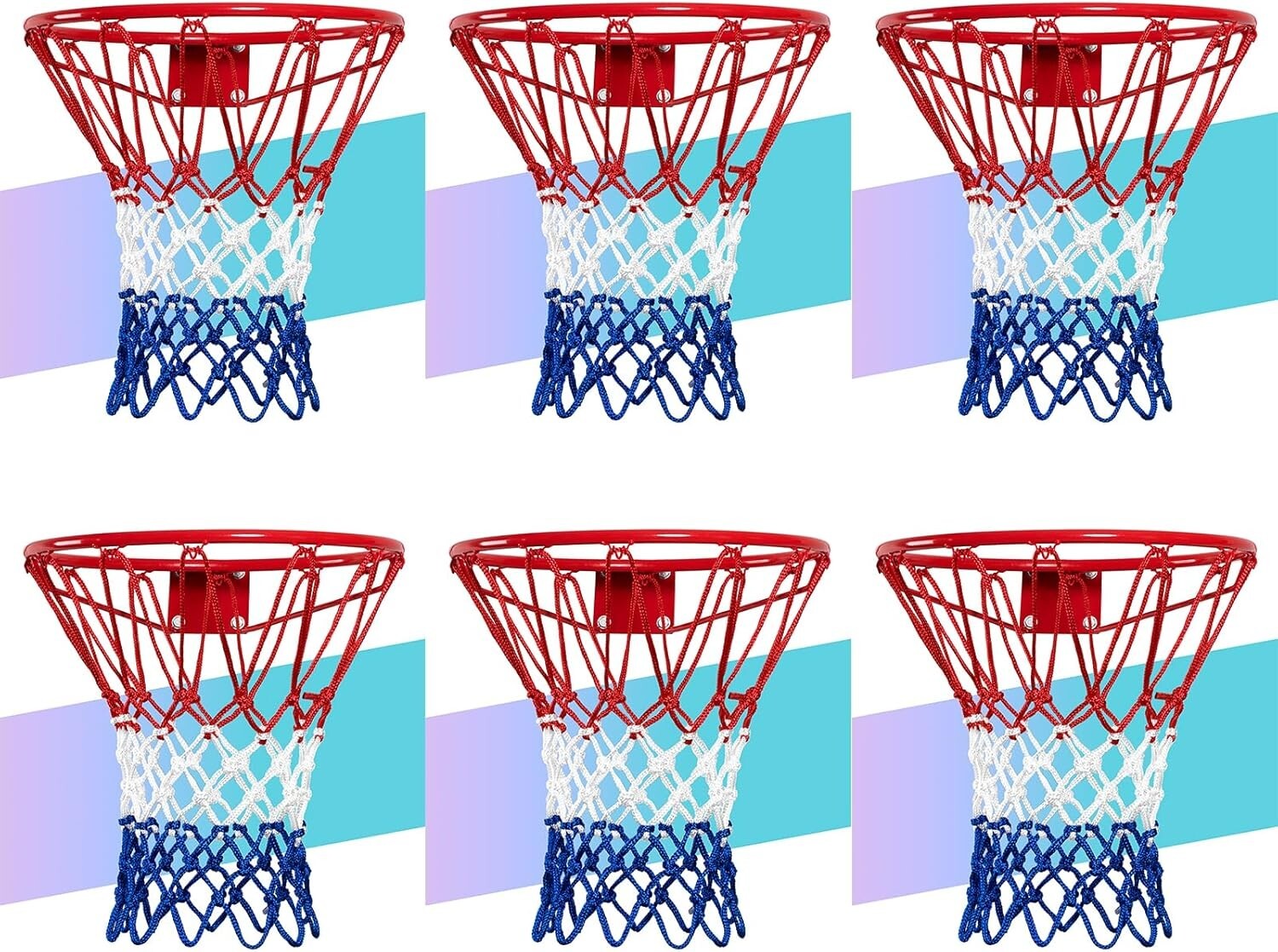2025 Upgrade Basketball Nets - 12 Loops, Weatherproof, Fade-Resistant, 6 Pack