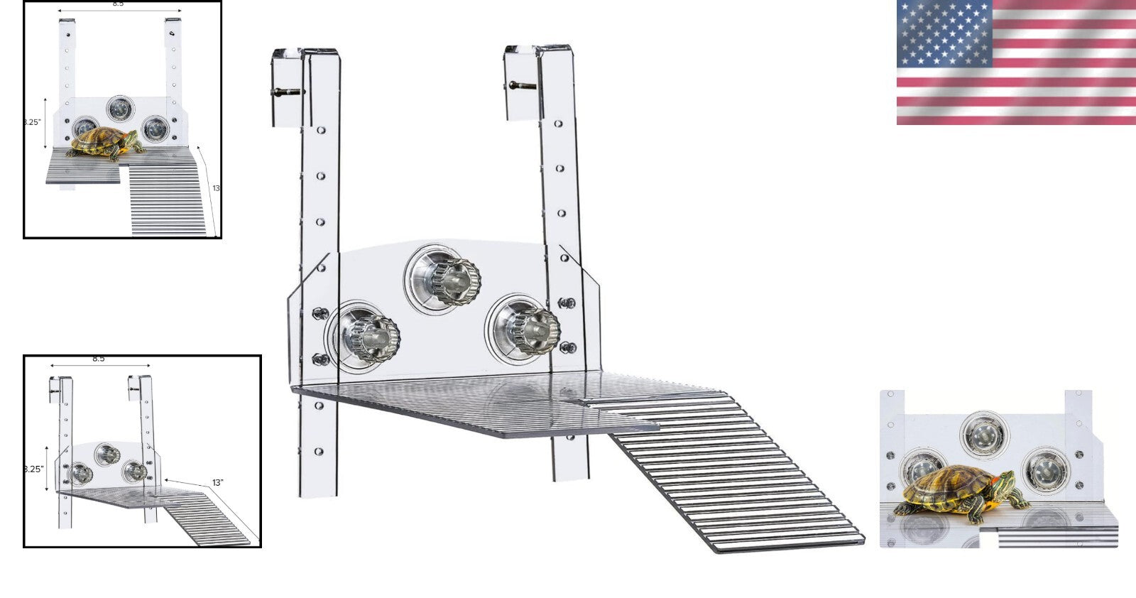 Adjustable Hanging Turtle Ramp - Modern Acrylic Basking Platform for Reptiles