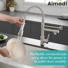 Load image into Gallery viewer, Modern Brushed Nickel Kitchen Sink Faucet with Pull-Down Sprayer &amp; Swivel Spout