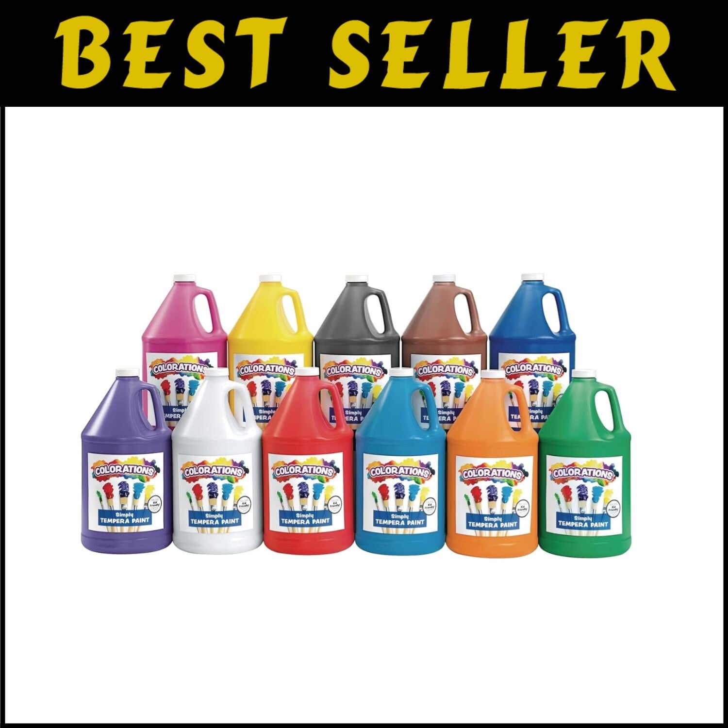 Vibrant 11 Gallon Tempera Paint Set - Non-Toxic Art Supplies for Classrooms