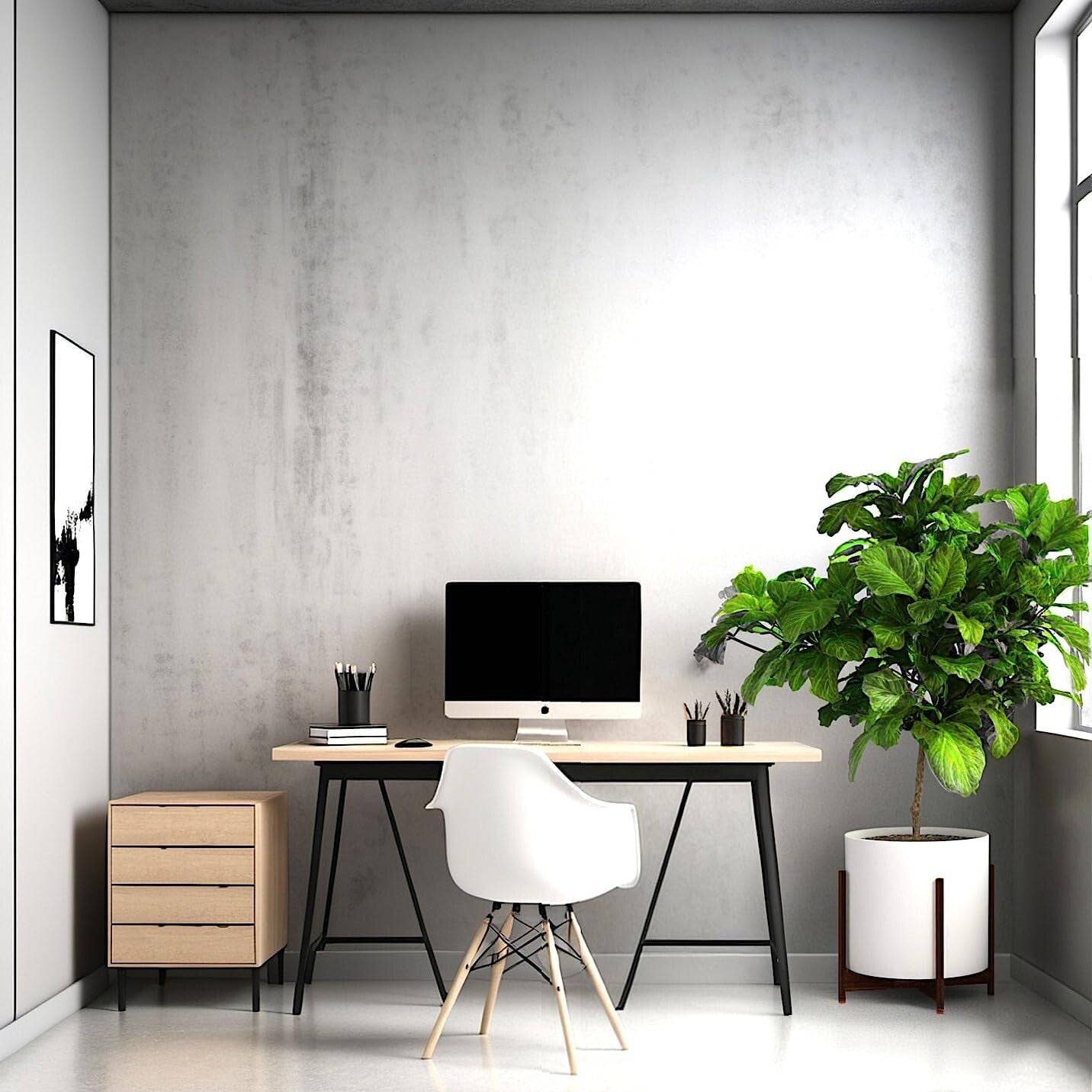 Eco-Friendly Bamboo Plant Stand - 14.9 Inch Mid Century Design for Large Pots