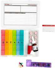 Load image into Gallery viewer, Weekly Pill Organizer with 5x Daily Compartments and Secure Case - Multicolor