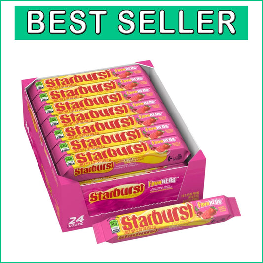 FaveREDS Chewy Candy Bulk Pack - 24 Full Size Juicy Red Flavor Treats