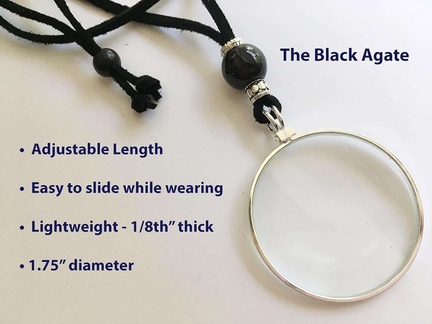 Adjustable Suede Magnifying Glass Pendant - Harmonize with Sodalite Crystal