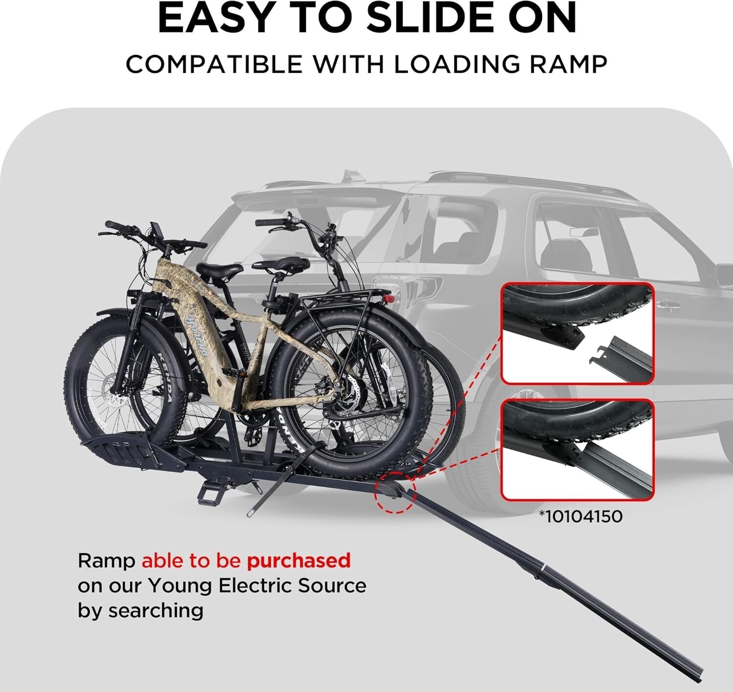 Heavy-Duty 200 lbs Capacity Bike Carrier with Anti-Wobble for 5-Inch Fat Tires