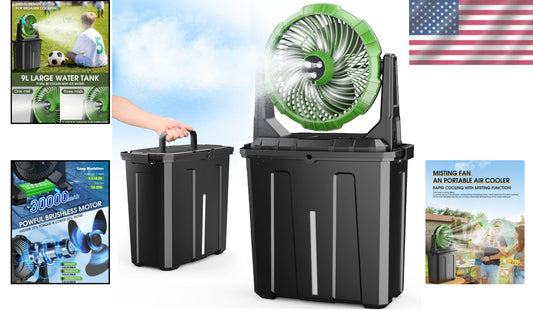 Compact 9L Mist Fan with 3 Wind Speeds - Ideal for Outdoor Leisure & Recreation