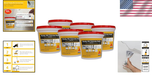 Cryl Gray Ready-Mix Concrete Patch - Textured 1 Qt 6 Pack for Easy Repairs
