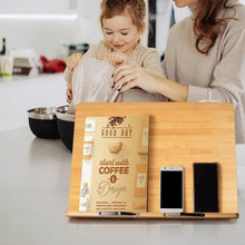 Load image into Gallery viewer, Stylish 19.68 x 14 Bamboo Book Stand for Cookbooks, Textbooks, and Tablets