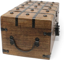 Load image into Gallery viewer, Large Handcrafted Storage Chest with Vintage Iron Lock - 14.5x8x6.75 Inches