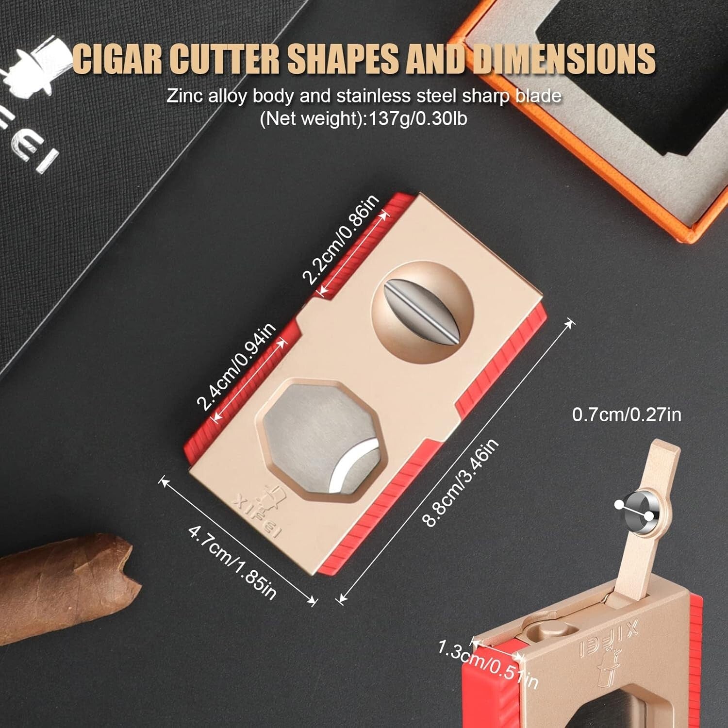 Ergonomic Cigar Cutter & Punch - Precision V-Cut & Straight Cut for Collectors
