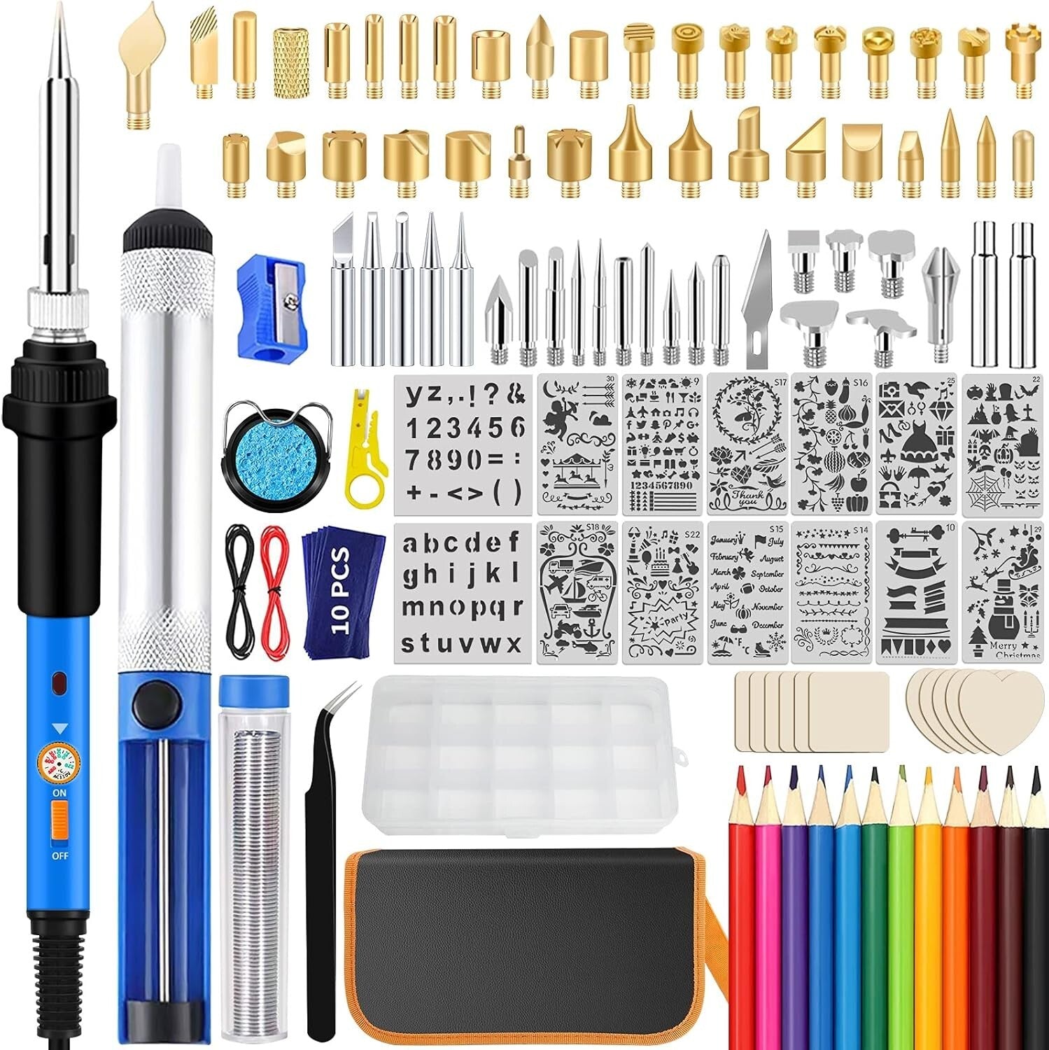 Professional 60W Pyrography Pen & Wood Burning Tools - Complete 116-Piece Set