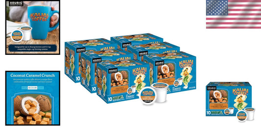 Premium Coffee Pods - 10% Hawaiian Coconut Caramel Crunch, 60 Count for K-Cups
