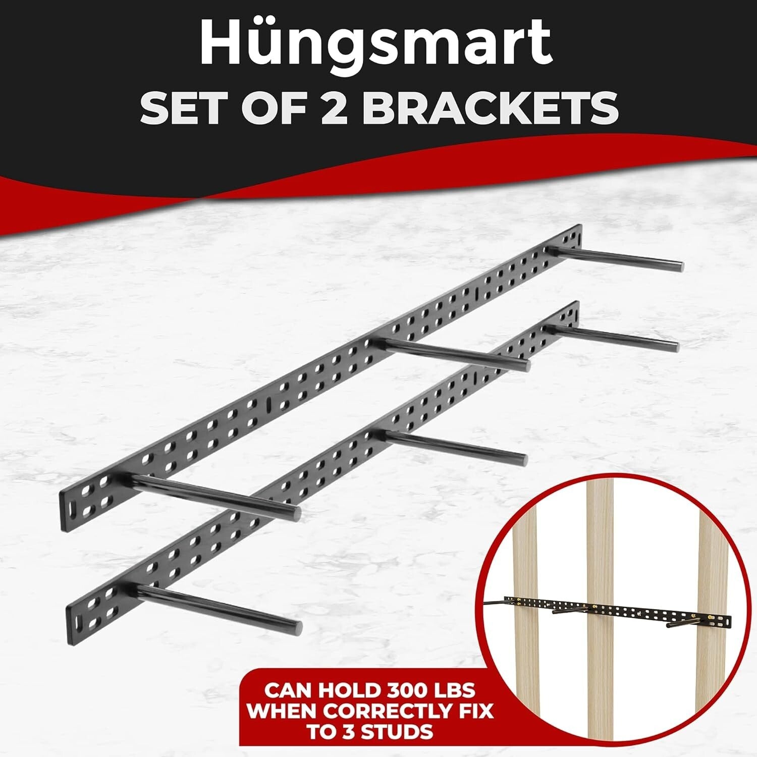 Complete Floating Shelf Bracket Set with Installation Hardware - 6 Inch Rods