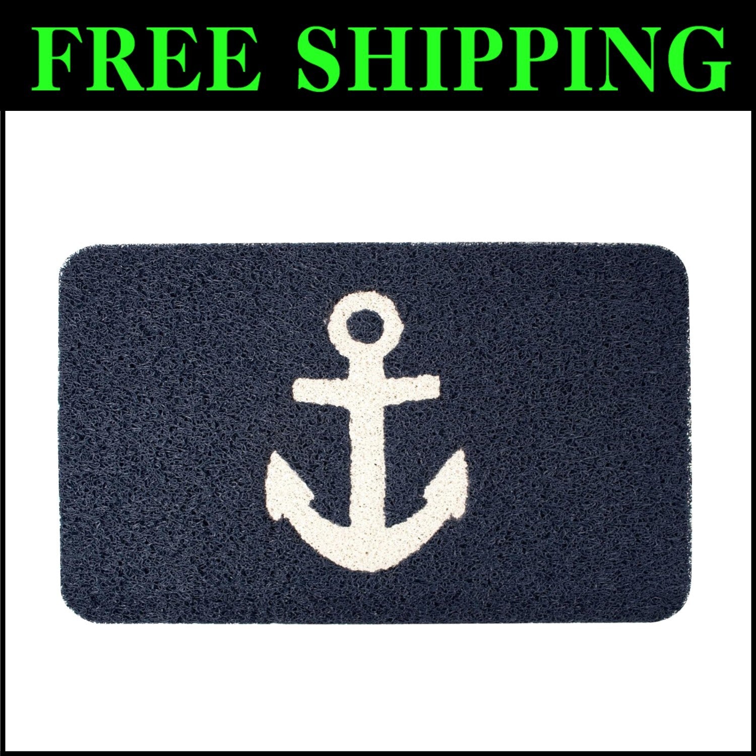 Durable Vinyl Anchor Doormat, 30 by 18-Inch - Stylish Nautical Entryway Rug