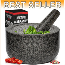 Load image into Gallery viewer, Large Black Granite Mortar and Pestle with Non-Slip Base - Perfect for Sauces