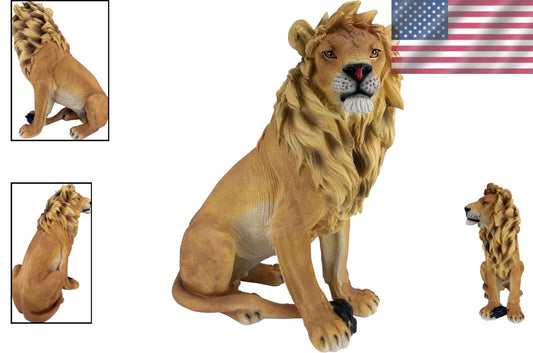 Exquisite 27-Inch King of Beasts Lion Statue for Outdoor Garden Decor