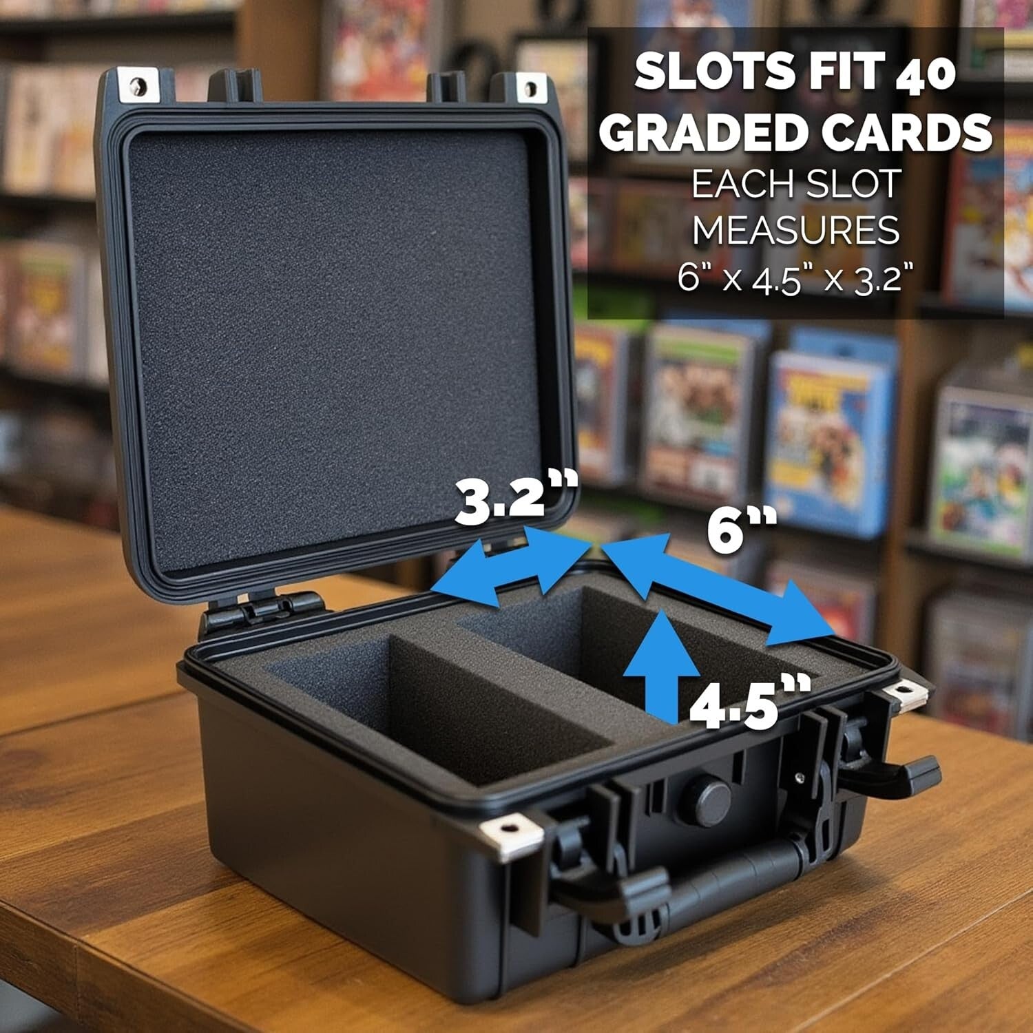 Crushproof Card Storage Box with Dividers for 40 BGS PSA Slabs & 150 Top Loaders