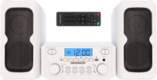 Load image into Gallery viewer, Sleek White Bluetooth CD Shelf System with FM Radio – 100 Years of Sound Quality