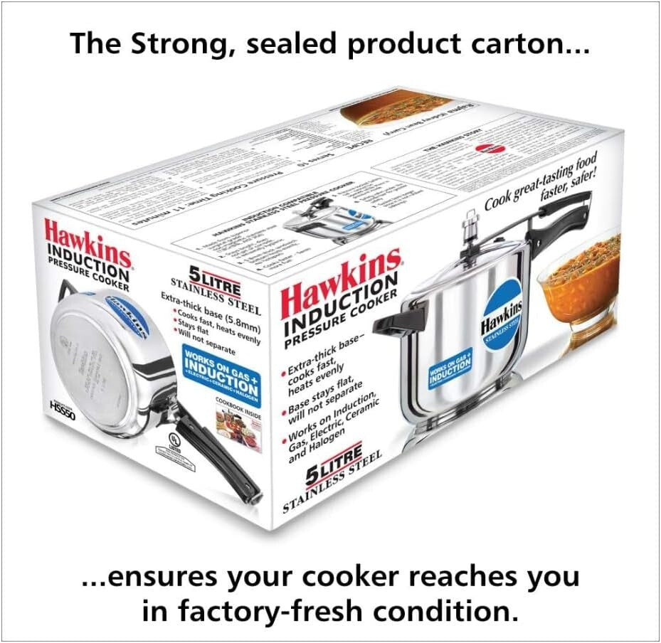 5-Liter Silver Pressure Cooker - Induction & Gas Compatible, Efficient Cooking