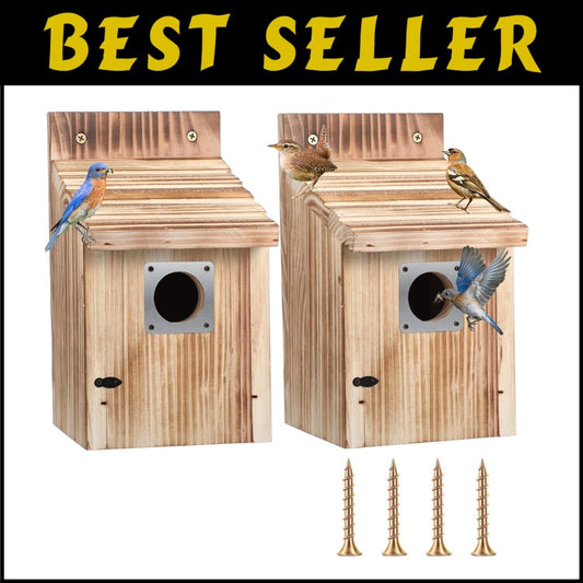 4-Pack Cedar Birdhouses with Metal Guard - Attractive Bluebird Nesting Homes