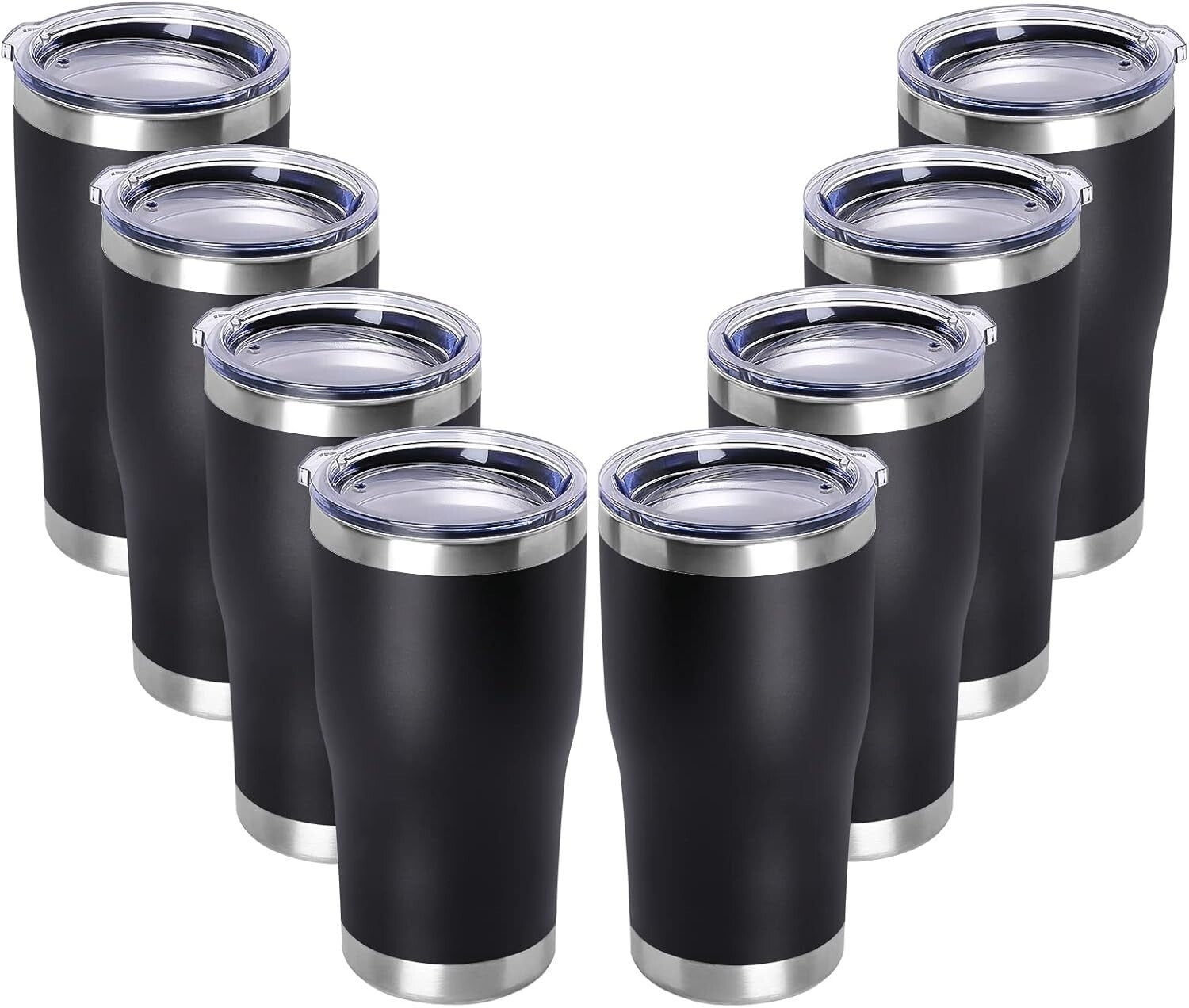 Durable 20oz Double Wall Vacuum Insulated Tumblers - 8 Count in Classic Black