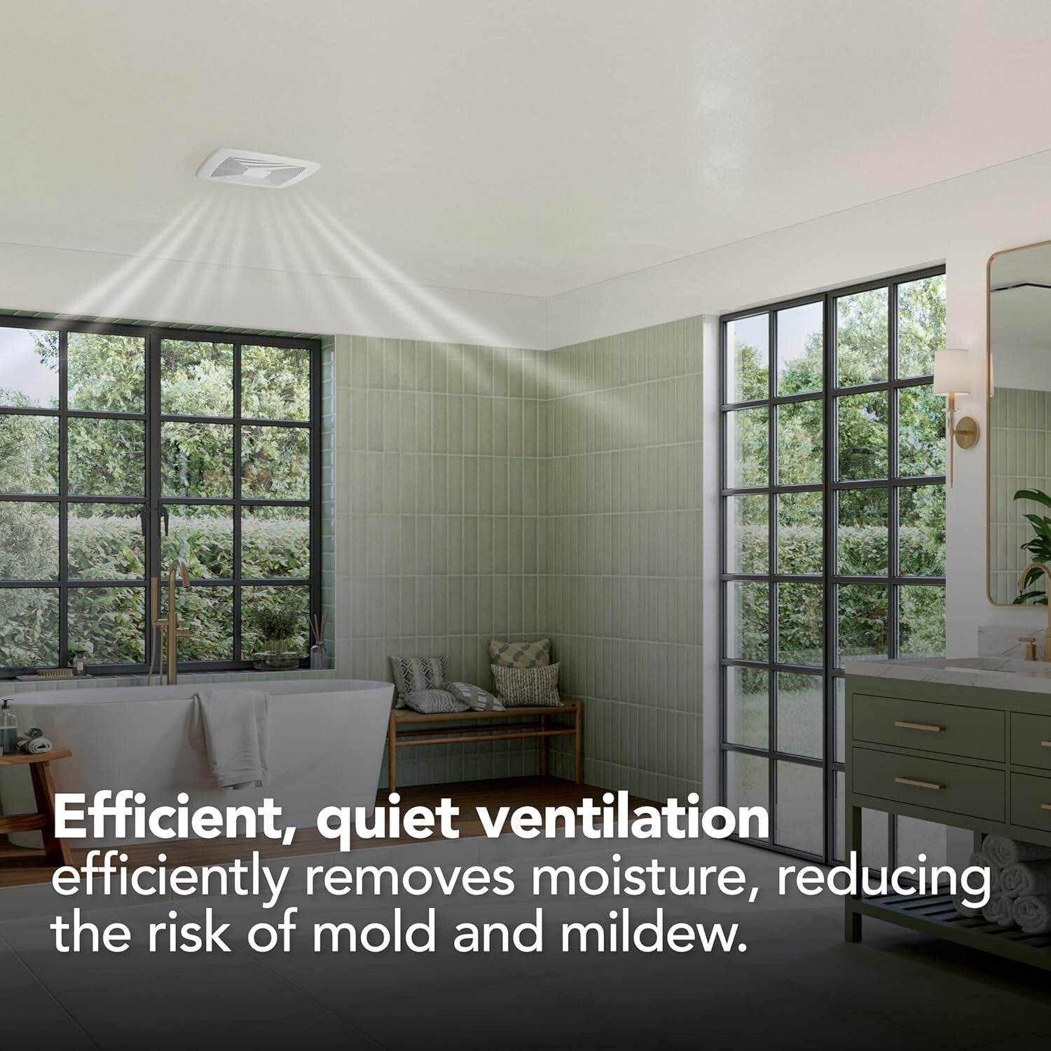 High Efficiency 80 CFM Ceiling Mount Bathroom Fan - Silent Operation 0.4 Sones