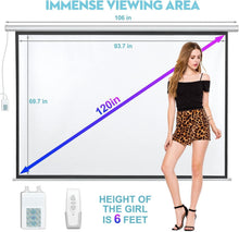 Load image into Gallery viewer, Space-Saving 120-Inch Electric Projector Screen - 4K 3D HD Perfect for Home