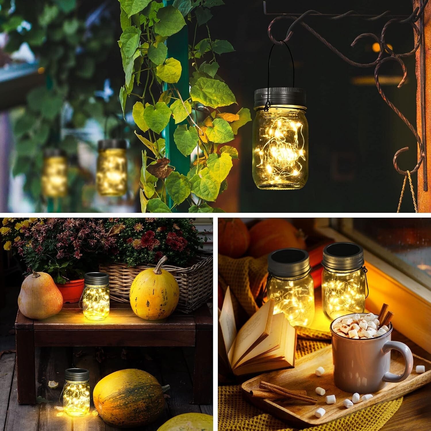 Eco-Friendly Solar-Powered Mason Jar Fairy Lights - 12 Waterproof Outdoor Decor