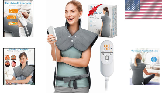 Soft & Adjustable Heating Pad for Back Pain - 2 Hour Auto-Off, Ideal Gift Option