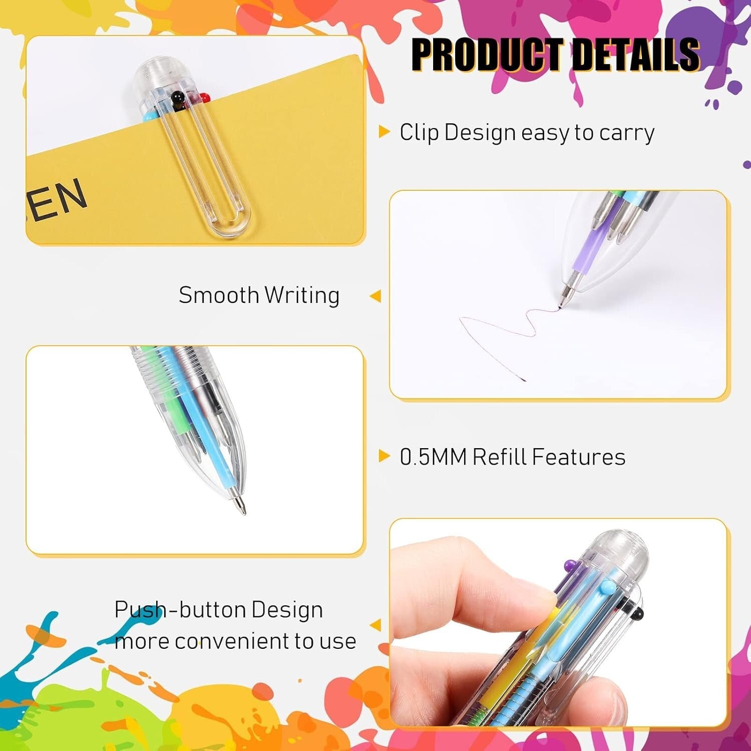 150 Multi-Color 6-in-1 Retractable Ballpoint Pens - Perfect for School & Office