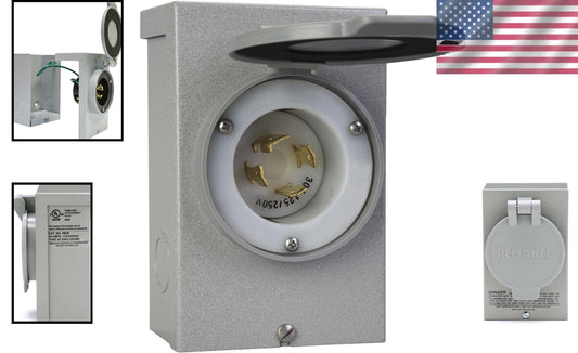 Weather-Resistant 30-Amp Power Inlet Box - 7,500 Watt Generator Compatibility