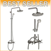 Load image into Gallery viewer, Brushed Nickel 2-Function Shower Fixture with Handheld and Rainfall Shower Head