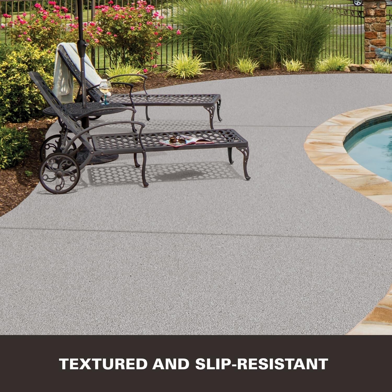 Water-Resistant Decorative Concrete Paint, 1 Gallon Gray for Driveways & Patios