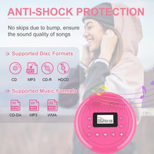 Load image into Gallery viewer, Travel-Friendly Rose Red CD Player with Headphones - Anti-Skip &amp; TF Card Support