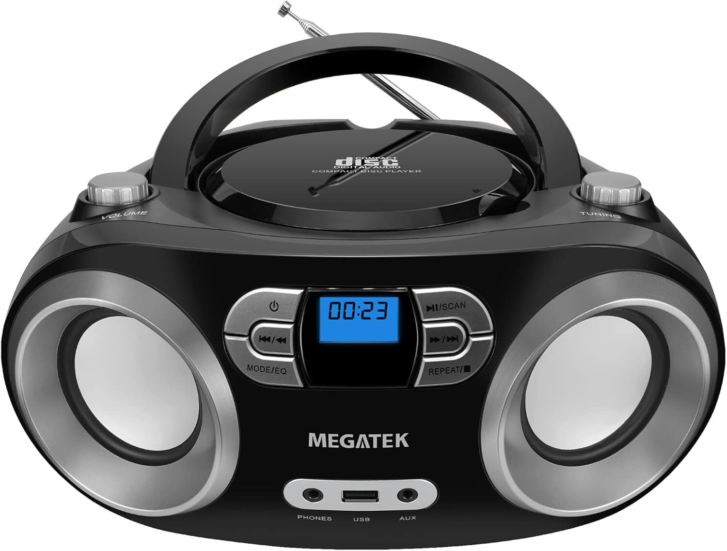 Multi-Functional Portable CD Boombox with USB and AUX - Great Sound Quality