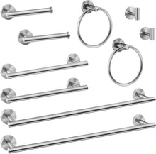 Load image into Gallery viewer, Stylish 10-Piece Bathroom Hardware Set - Brushed Nickel Finish, Safe Design