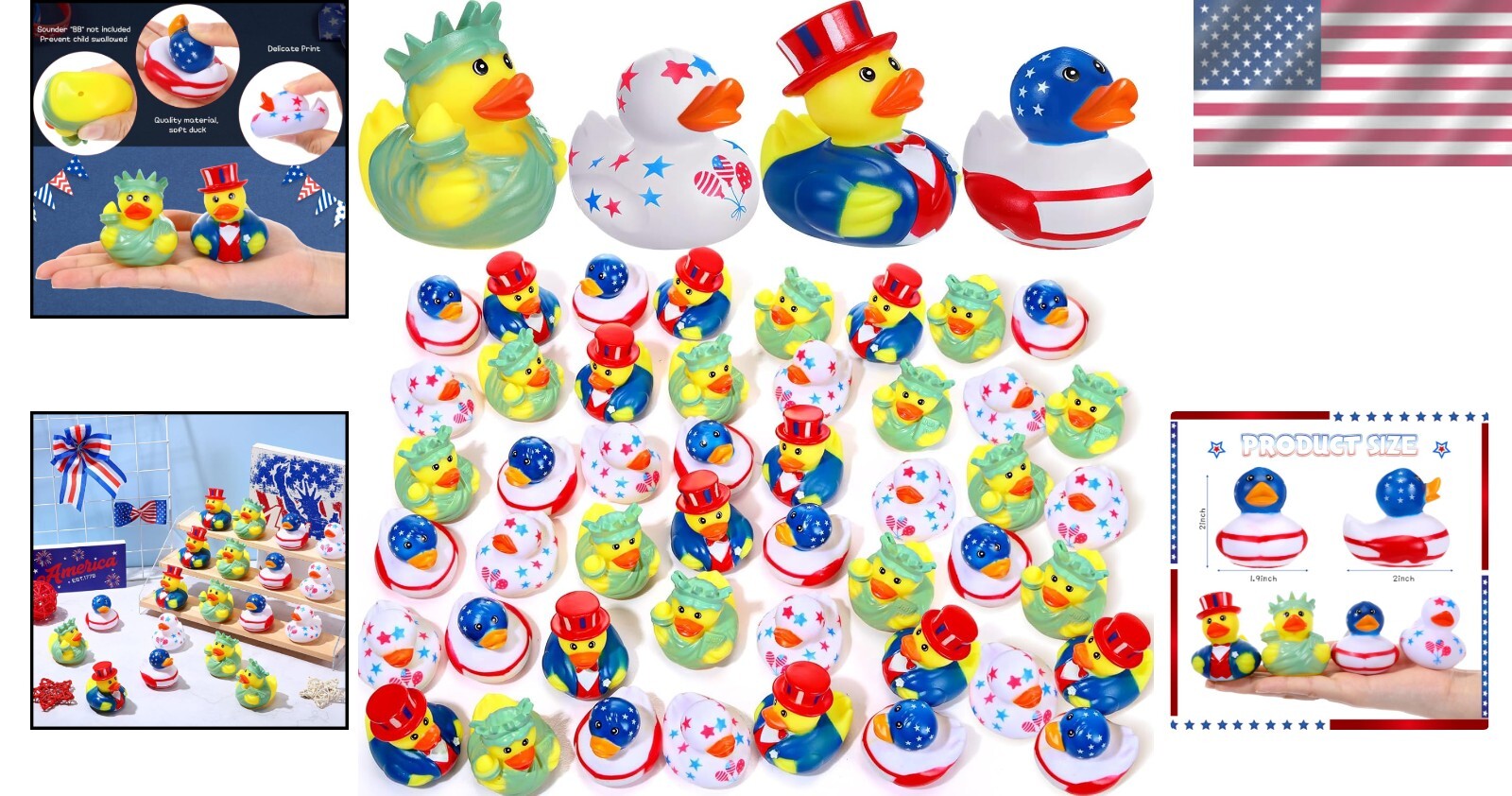Portable 72-Piece Rubber Duck Set - Perfect for Kids' Independence Day Fun