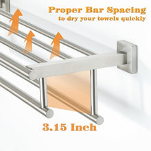 Load image into Gallery viewer, Large Double Towel Bar Holder in Brushed Nickel - Durable Stainless Steel Design