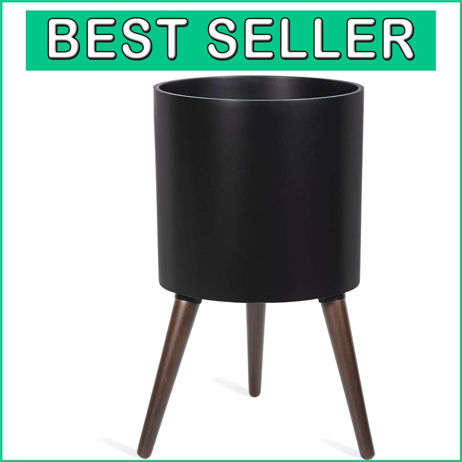 Elegant 12 Inch Indoor Planter Pot with Drainage and Stylish Wooden Stand