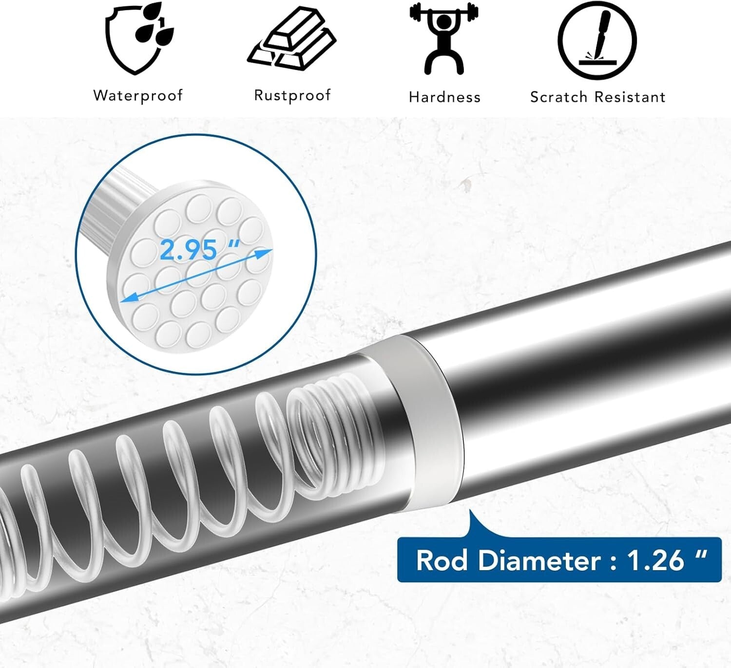 Durable Stainless Steel Tension Curtain Rod - 51-126 inch, No Drill Installation