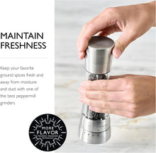 Load image into Gallery viewer, Precision Manual Pepper Mill in Stainless Steel - Includes Premium Peppercorns
